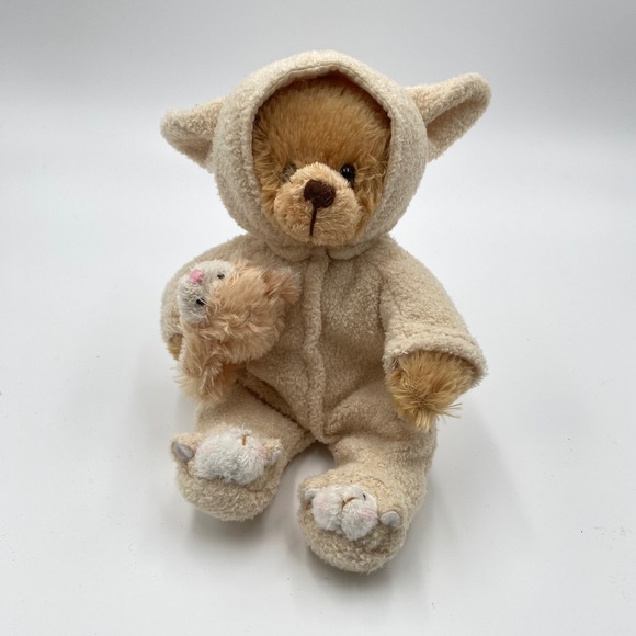 Plushland Teddy Bear in Lamb Costume PJs with Mini Lamb Stuffed Animal 9" 2006 - Picture 1 of 4